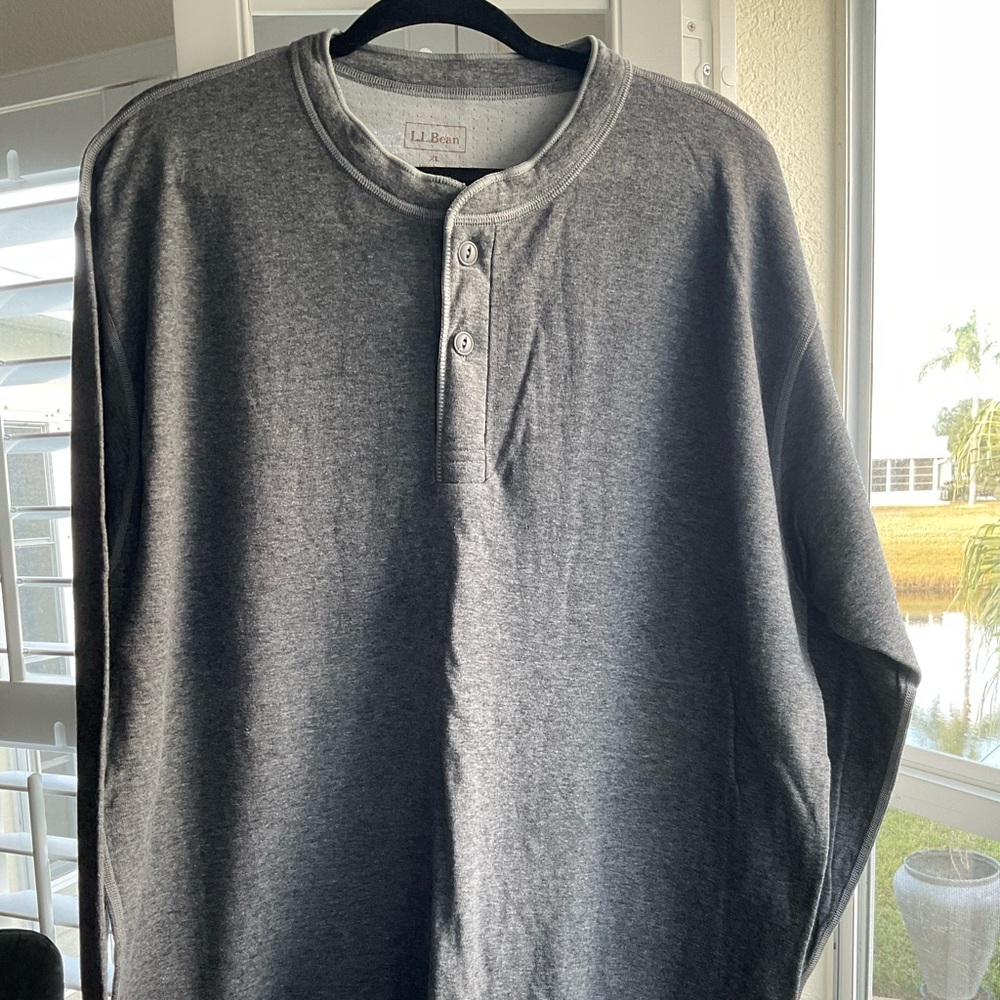 NWOT LL Bean Men's Two-Layer River Driver's Shirt, Henley, XL, Charcoal